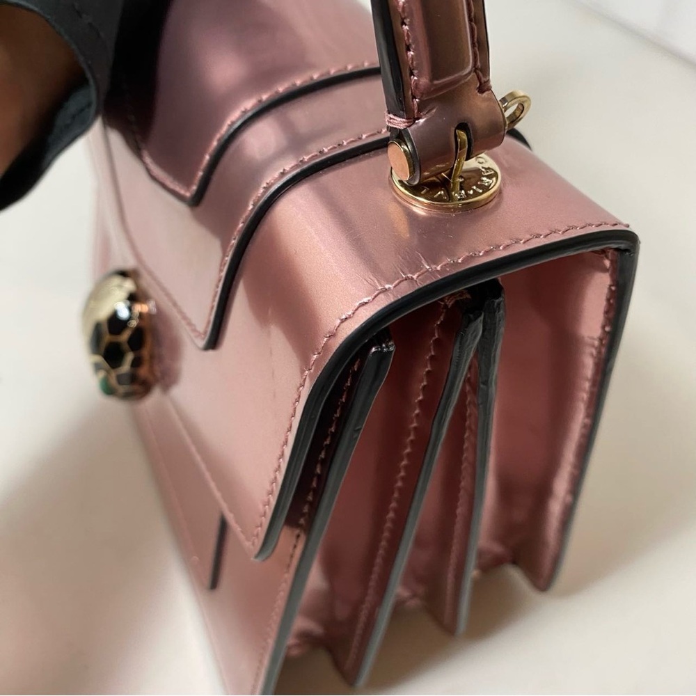 BVLGARI Serpenti Forever Metallic Leather Top Handle Bag - Picture 11 of 13